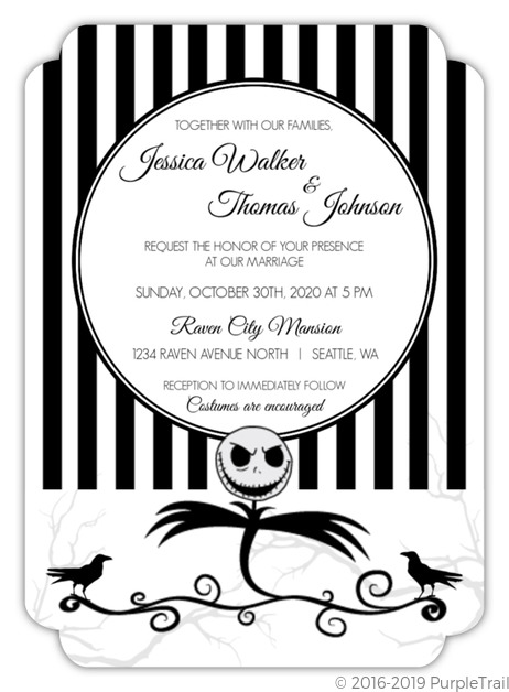 Funky wedding invitations, Halloween Wedding Invitations, Gothic Wedding Invitations, STRIPED SCARECROW HALLOWEEN WEDDING INVITATION