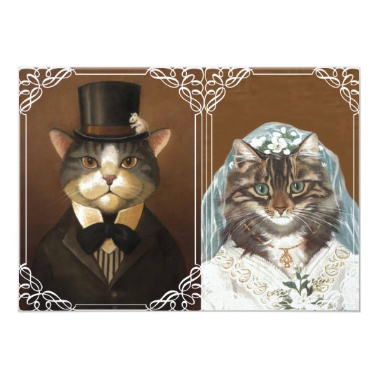 Funky wedding invitations, fun wedding invitations, funny wedding invitations, cat wedding invitations, unique wedding invitations, Awesome Cat Wedding Invitation