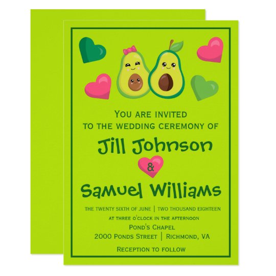 funky wedding invitations, cute wedding invitations,hipster wedding invitations, avocado wedding invitations, Avocado Hipster Wedding Invitation