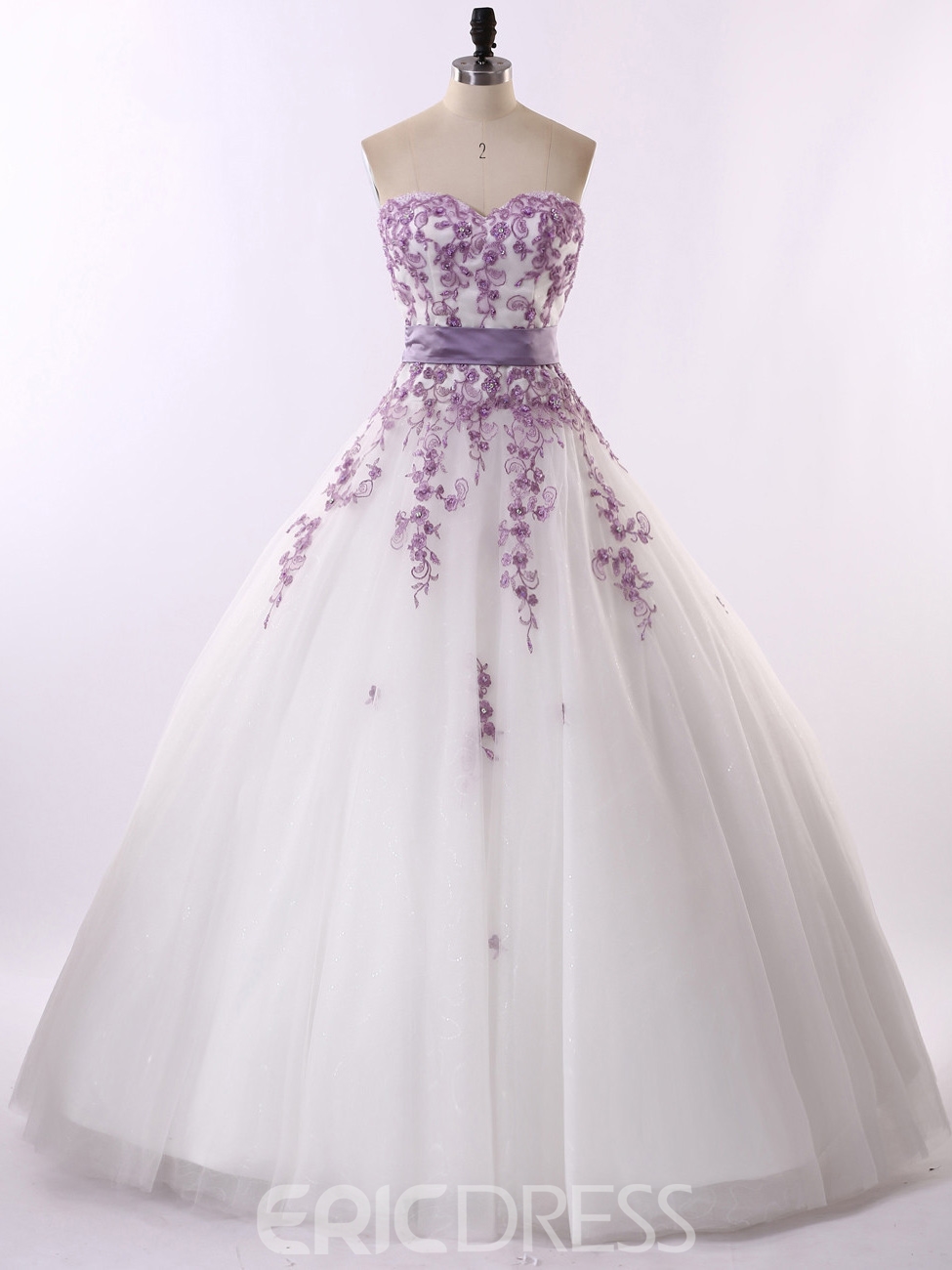Long Colorful Appliques Ball Gown Sweetheart Wedding Dress, funky wedding dresses