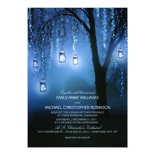 funky wedding invitations, bold wedding invitations, modern wedding invitations, Mason Jars String Lights Elegant Rustic Wedding Invitation