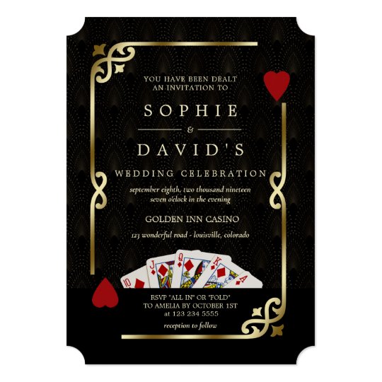 funky wedding invitations, poker wedding invitations, Luxury Gatsby Casino Vegas Poker Wedding Invitation
