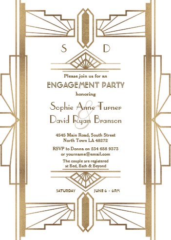Glam 1920s Great Gatsby Engagement Party Invitation