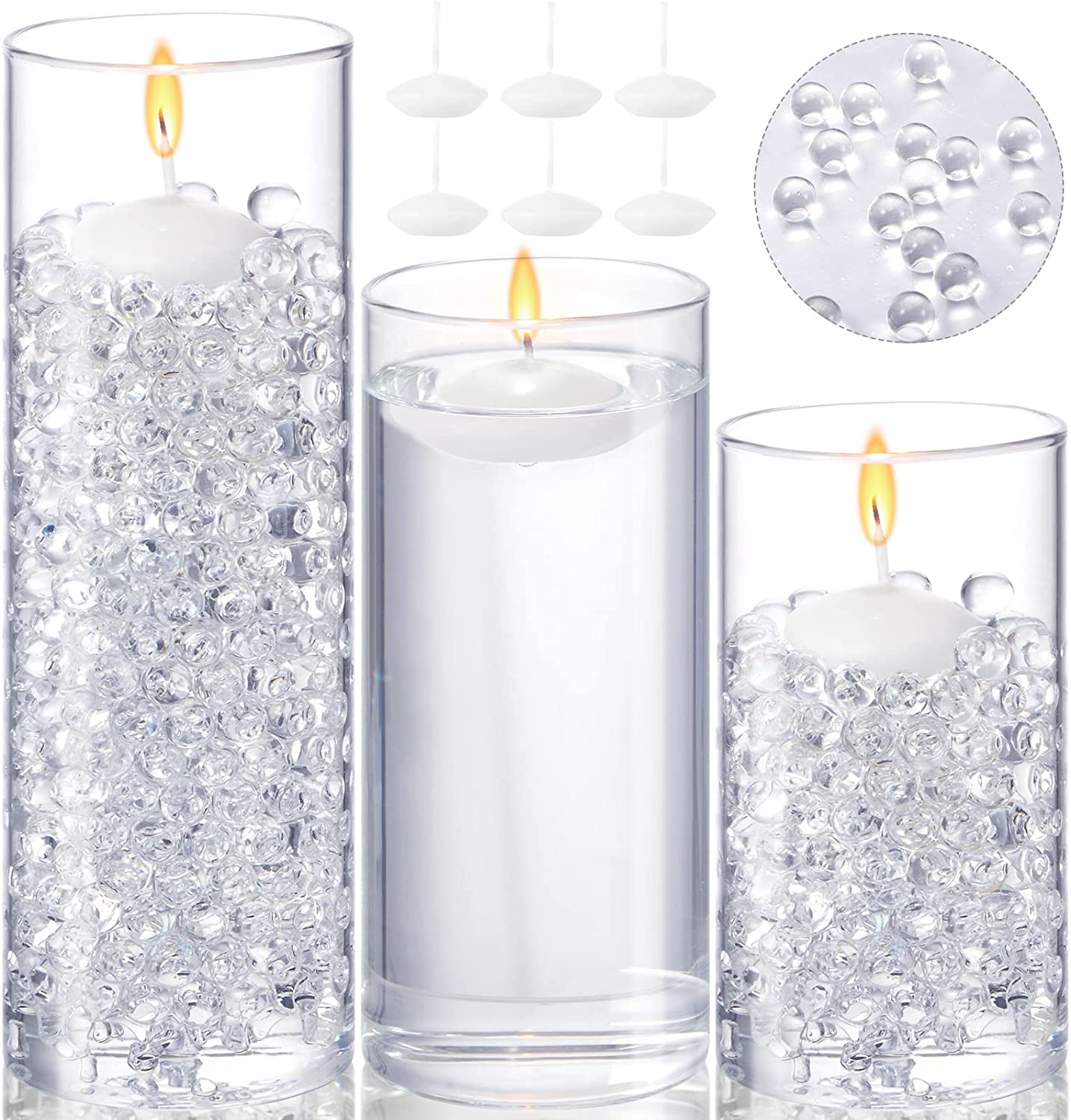 Glass Vases With Floating Discs Centerpieces