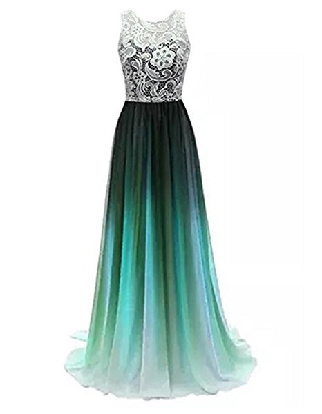 green bridesmaid dresses, Women's Lace Ombre Long bridesmaid gown
