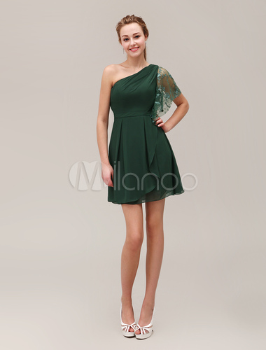 green bridesmaid dresses, One-Shoulder Pleated Backless bridesmaid dresses
