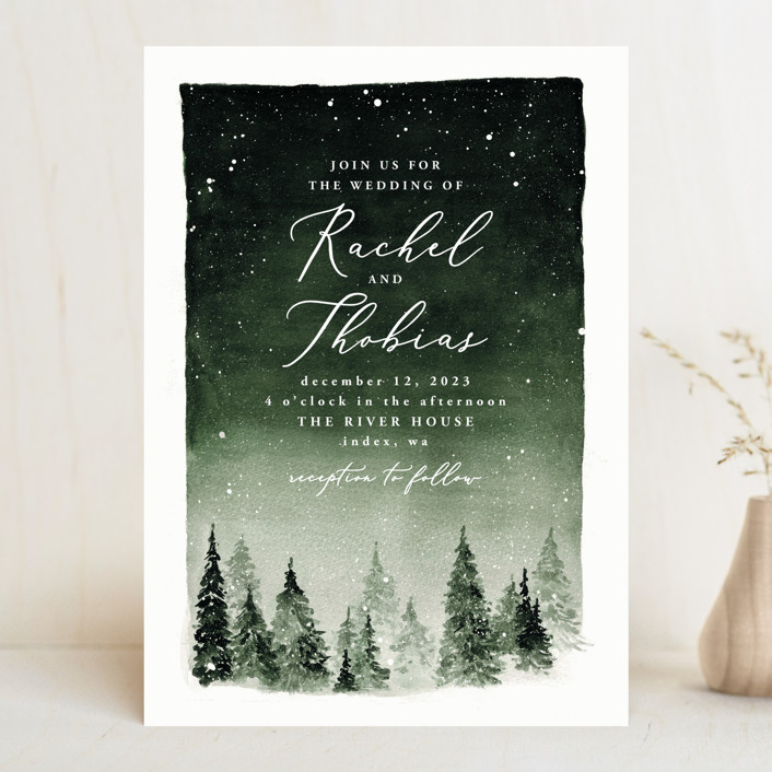 green invitations, green wedding invitations, Winter Let It Snow Green Wedding Invitations, winter wedding invitations, Christmas Wedding Invitations