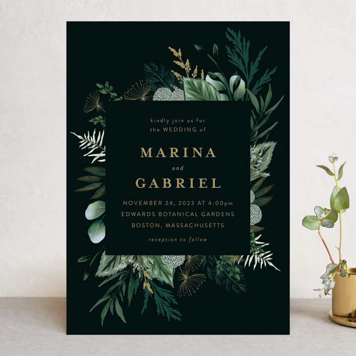 green invitations, green wedding invitations, dark green wedding invitations, Beautiful Greenery Wedding Invitations