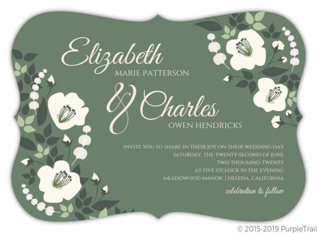 green invitations, green wedding invitations, green floral wedding invitations, White Scattered Lines and Green Wedding Invitation