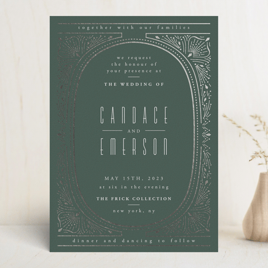 green invitations, green wedding invitations, Green and White Art Deco Wedding Invitation, art deco wedding invitations