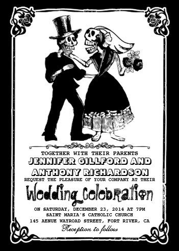 dead skeleton couple wedding invitations, Halloween Wedding Invitations, Skeleton Wedding Invitations, Gothic Wedding Invitations