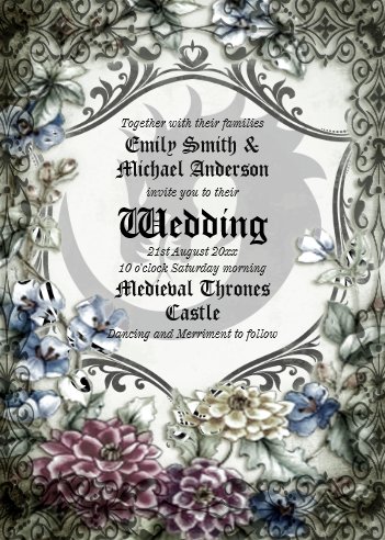 Halloween Wedding Invitations, Gothic Wedding Invitations, Thrones Dragon Wedding Medieval Gothic Parchment Invitation