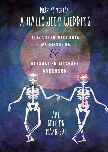 Halloween Wedding Invitations, Skeletons/Halloween Theme/ Wedding Invitation, Skelton Wedding Invitations, Gothic Wedding Invitations