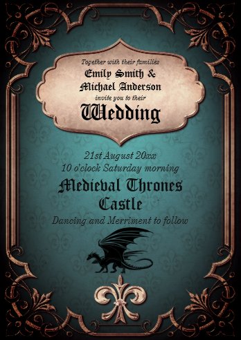 Halloween wedding invitations, gothic wedding invitations, Dragon Wedding Medieval Gothic Vintage Thrones Invitation, Dragon Wedding Invitations
