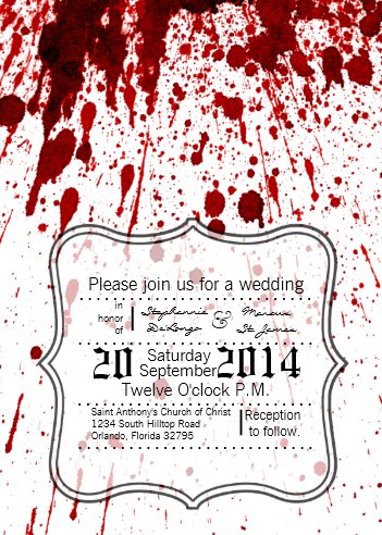 Halloween Wedding Invitations, Vampire Wedding Invitations, Blood Wedding Invitations, Wedding Invitation Blood Splatter Vampire Goth