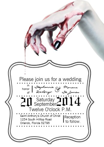 Halloween Wedding Invitations, Vampire Wedding Invitations, zombie blood drip vampire G Wedding Invitation, Gothic Wedding Invitations