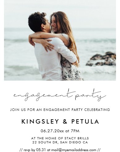 Handwritten Minimalist Engagement Party Photo Invitation