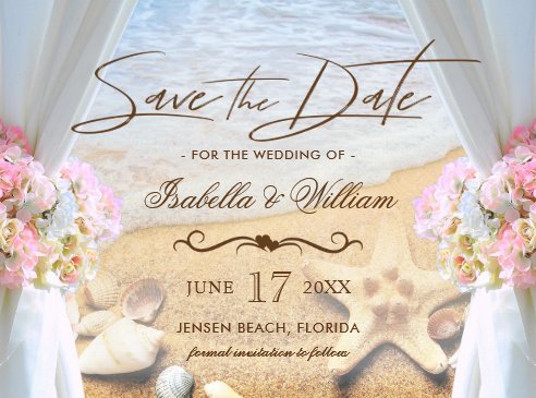 Hawaiian Wedding Ideas, Tropical Wedding Ideas, Tropical Wedding Stationery, Beach Save the Date, Tropical Beach Wedding Starfish Save the Date Magnet
