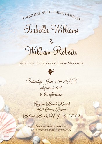 Hawaiian wedding ideas, tropical wedding ideas, beach wedding invitations, tropical wedding stationery, Tropical Beach Starfish Wedding Invitation