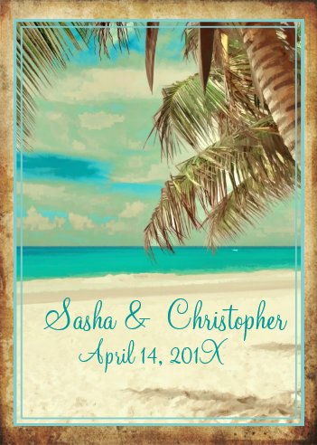 Hawaiian wedding ideas, tropical wedding ideas, tropical wedding invitations, beach wedding invitations, vintage beach tropical paradise Invitation