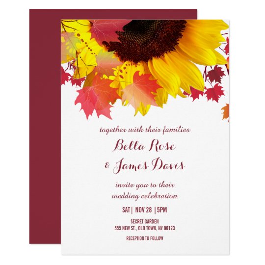 wedding invitations, sunflower wedding invitations, Rustic Autumn Sunflower Fall Wedding Invitations