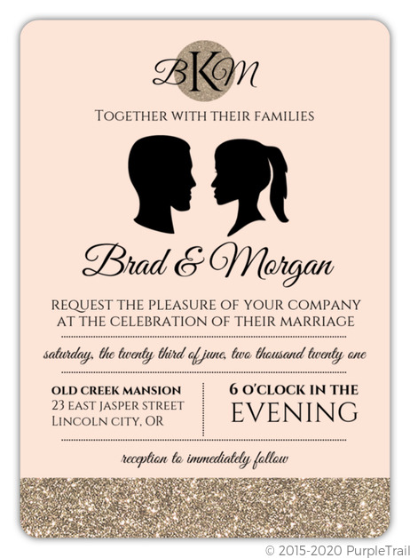 wedding invitations, modern wedding invitations, elegant wedding invitations, Glamorous Silhouette Wedding Invitation