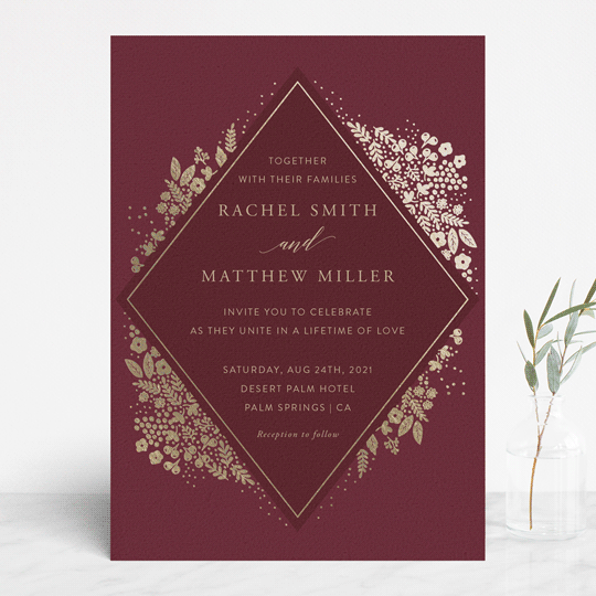 Wedding Invitations, Red Wedding Invitations, Gold and Red Wedding Invitations, Elegant Red and Gold Wedding Invitation