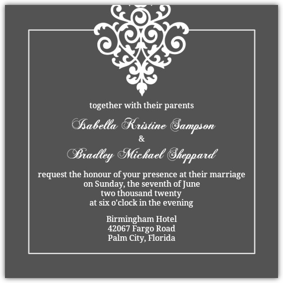 wedding invitations, elegant wedding invitations, gray wedding invitations, Elegant Gray and White Flourish Wedding Invitations