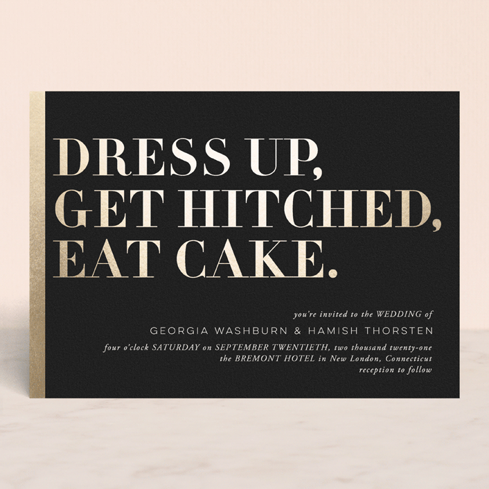 modern wedding invitations, simple wedding invitations, gold and black wedding invitations, Modern Black and Gold Wedding Invitation