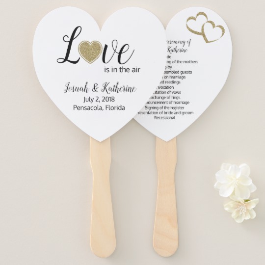 Love is in the Air Wedding Program Fan, ideas for wedding programs, romantic wedding program fan