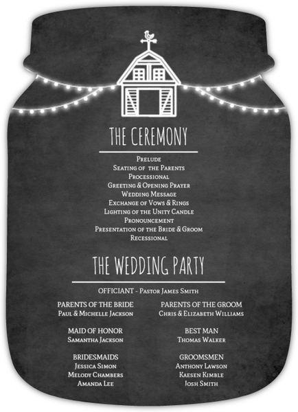 Rustic Barn Wedding Program, ideas for wedding programs, rustic wedding programs