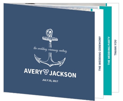 Anchor Navy and Teal Wedding Program Book, Ideas for wedding programs, teal and navy wedding program