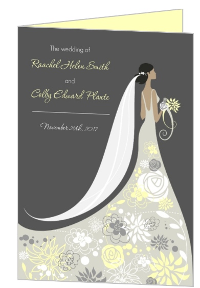 Floral Silhouette Wedding Program, ideas for wedding programs, wedding dress wedding programs