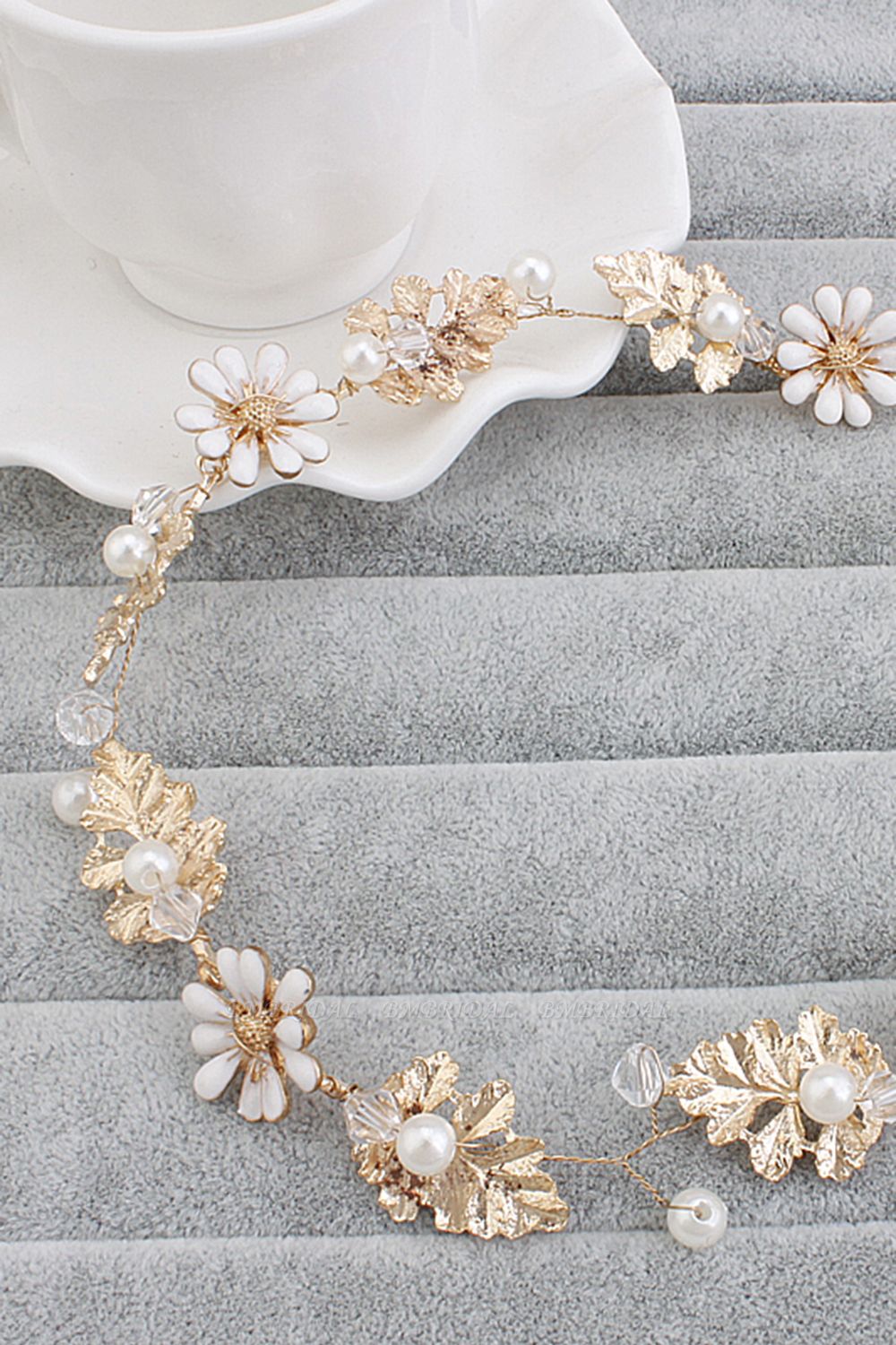 Pretty Alloy Imitation Pearls Party Hairpins Headpiece with Crystal