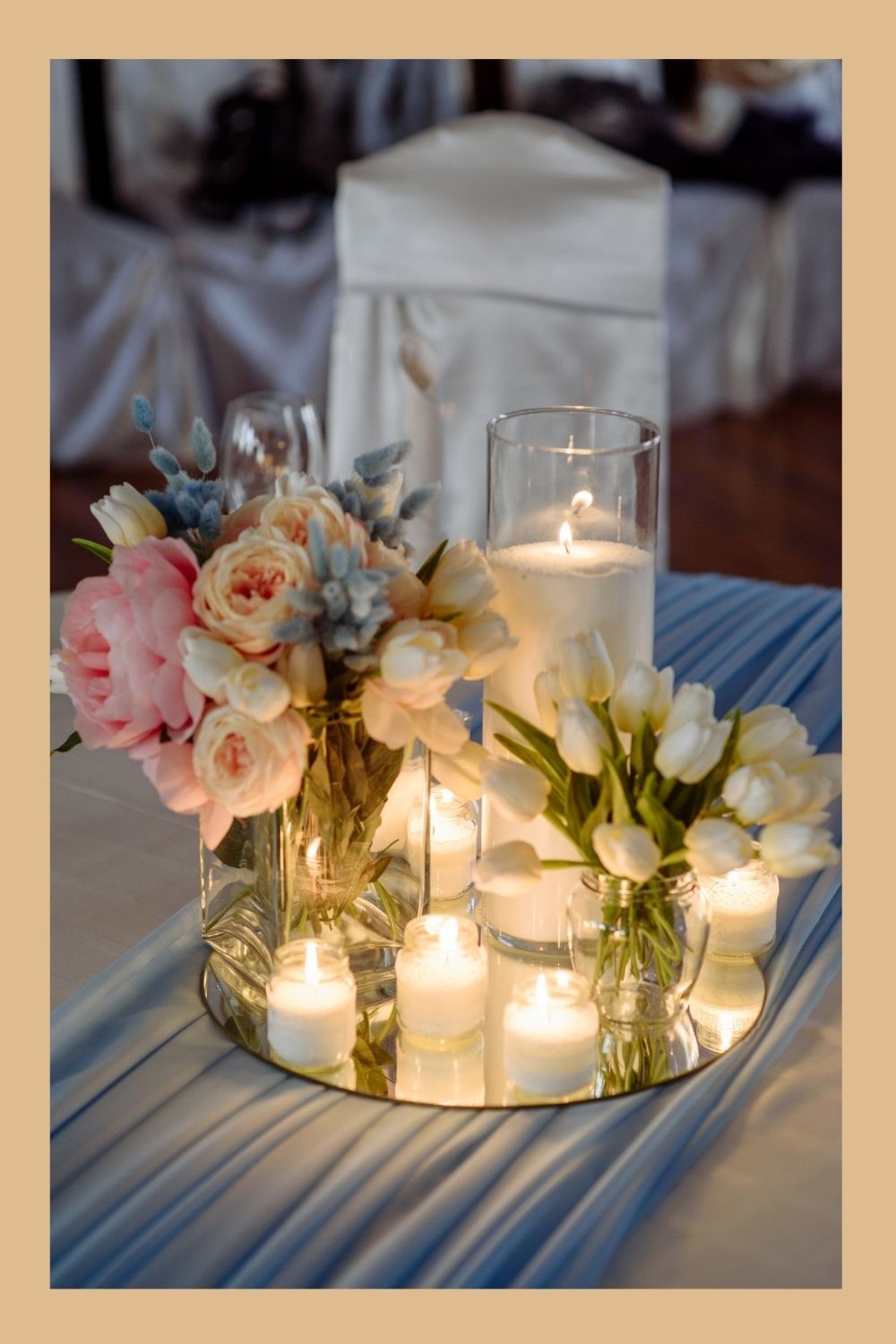 inexpensive wedding ideas, budget wedding ideas, Floral and Candle Wedding Centerpiece