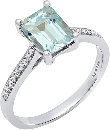 Inexpensive Wedding Rings, Affordable Wedding Rings, Inexpensive Engagement Rings, Emerald Gemstone & Round White Diamond Ladies Bridal Engagement Ring, White Gold, Diamond and Gemstone Rings