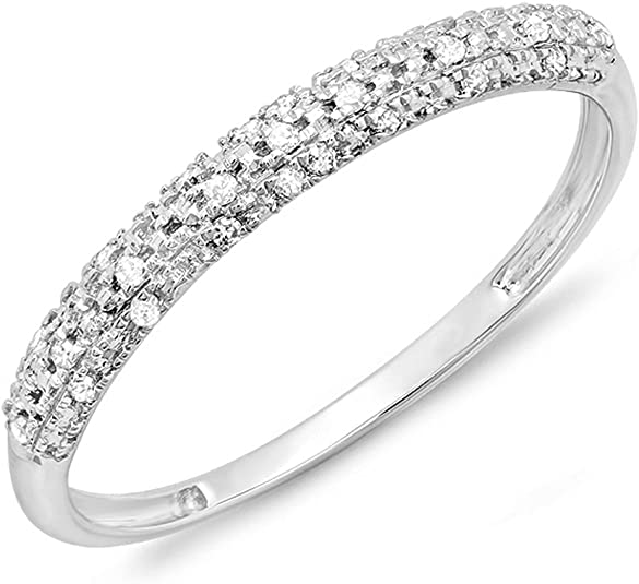 inexpensive wedding rings, affordable wedding rings, 14k Gold Round Diamond Ladies Anniversary Wedding Band Stackable Ring 1/10 CT