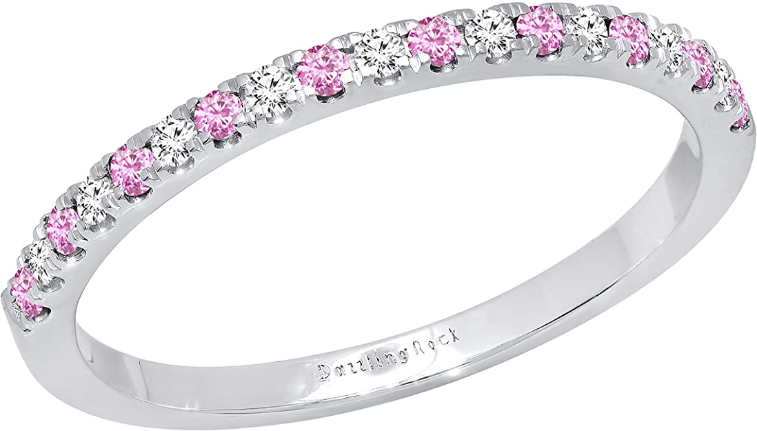 inexpensive wedding rings, affordable wedding rings, Round Gemstone & White Diamond Ladies Stackable Anniversary Wedding Band