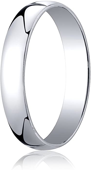 Inexpensive Wedding Rings, Affordable Wedding Rings, Men's 14K White Gold 4mm Low Dome Light Comfort Fit Wedding Band Ring