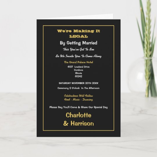 informal wedding invitations, funny wedding invitations, cute wedding invitations, Funny Making It Legal Informal Wedding Invitation