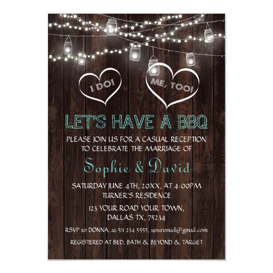 informal wedding invitations, casual wedding invitations, rustic wedding invitations, country wedding invitations, bbq wedding invitations, Vintage String Lights Old Barn I DO BBQ Invitation