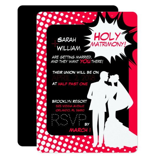 informal wedding invitations, fun wedding invitations, casual wedding invitations, The superpowers of matrimony! invitation