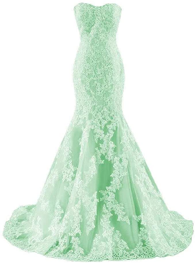 Irish Wedding Dresses, Green Lace Mermaid Bridal Wedding Gowns, Green Mermaid Wedding Dress