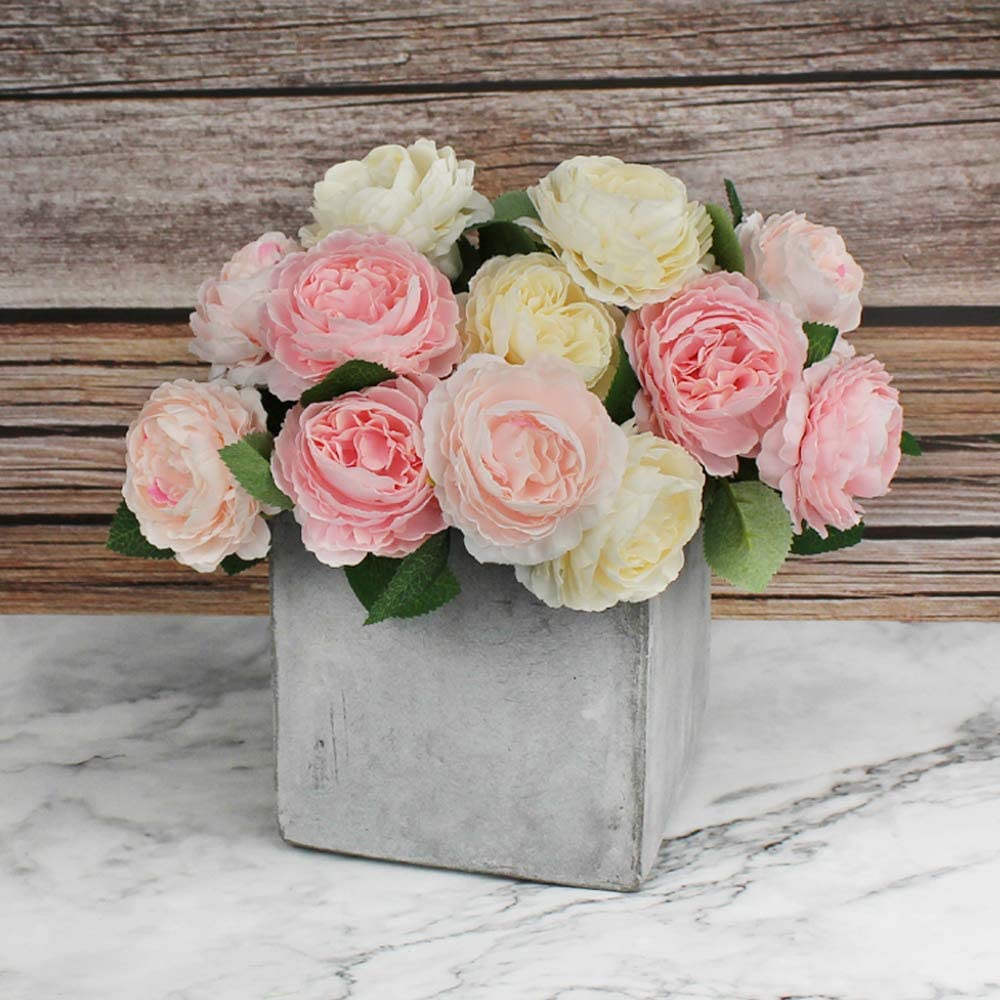 Artificial Peony Flowers - Pink, Yellow and White Satin Flowers