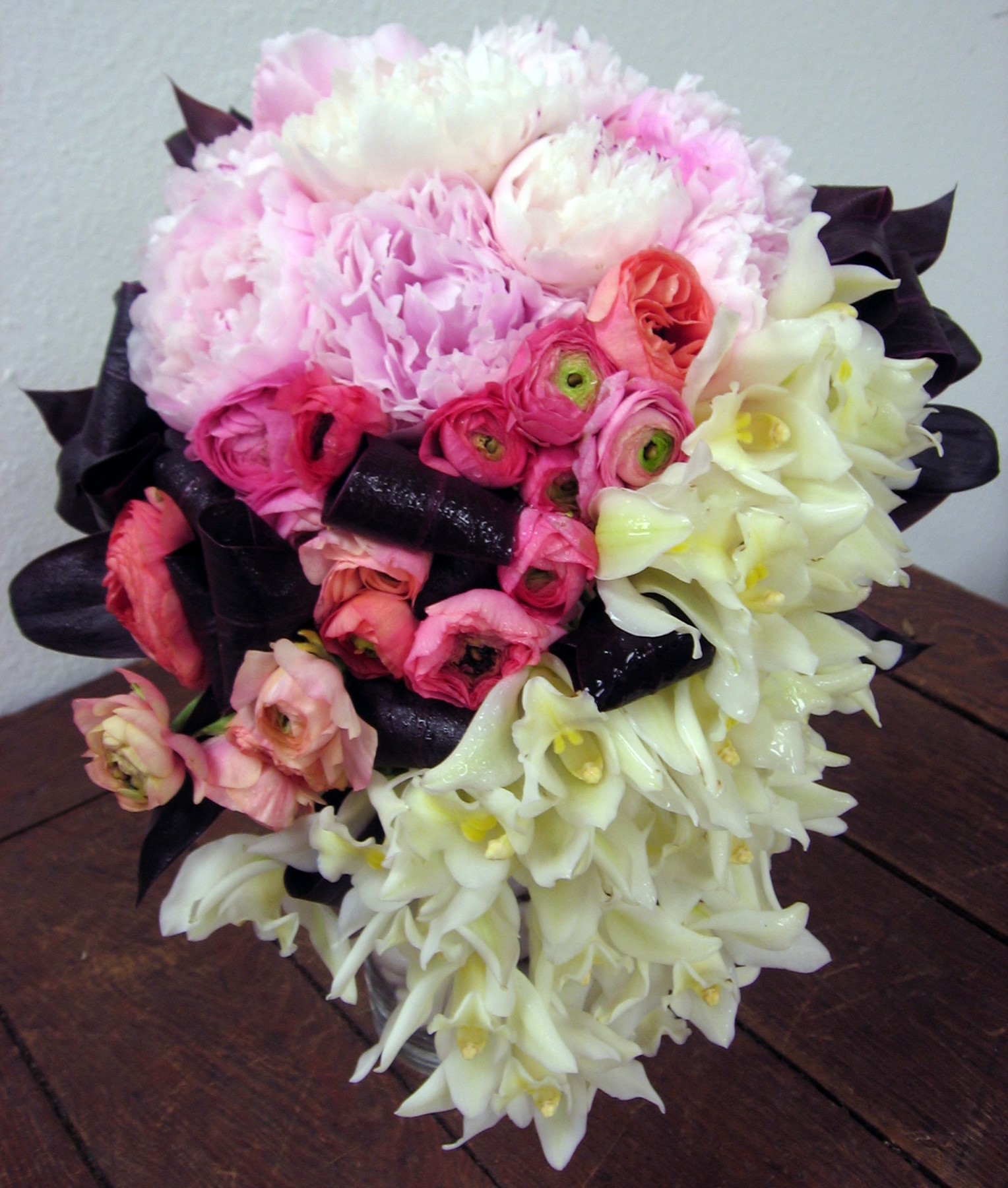 Beautiful Yellow, Pink,Purple, Black and White Wedding Bouquet