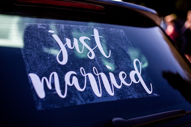 Just Married Car Window