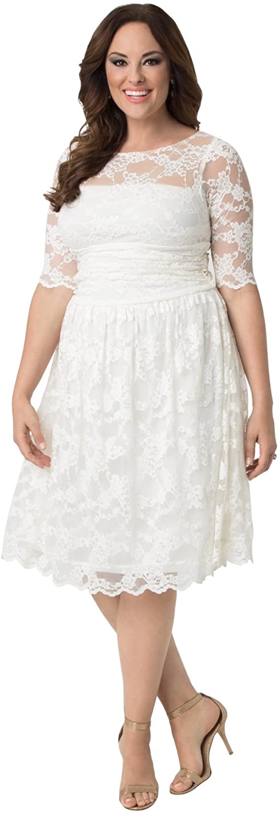 large size wedding dresses, plus sized wedding dresses, Women's Plus Size Aurora Lace Short Wedding Dress