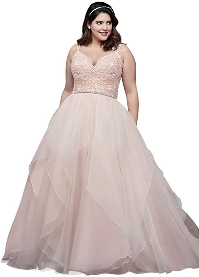 large size wedding dresses, plus sized wedding gowns, Garza Plus Size Wedding Dress with Double Straps