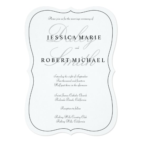 LDS Wedding Invitations, simple wedding invitations, white wedding invitations, Elegant Type Black & White Wedding Invitation