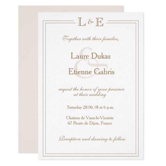 LDS Wedding Invitations, Traditional Wedding Invitations, White Wedding Invitations, Monogrammed Wedding Invitations, Monogram ivory white gold ampersand modern wedding invitation